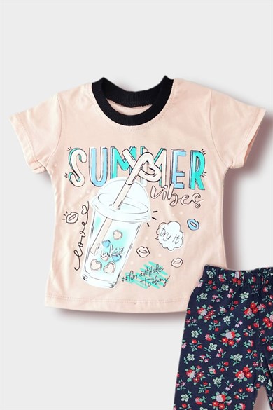 9-24 Ay Kız Bebek Yazlık Kısa kollu İkili Takım