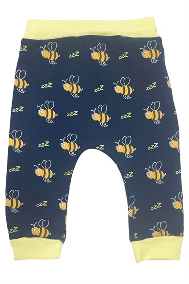 Bereli Kız & Erkek Bebek Sarı Uzun Kollu Çıtçıtlı Arıcık Desenli Üç Parça Bebek Takımı