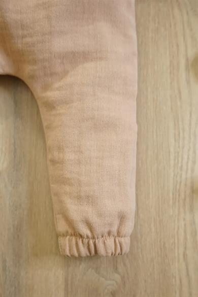 Erkek Bebek Kısa Kollu Kahverengi Müslin İkili Takım