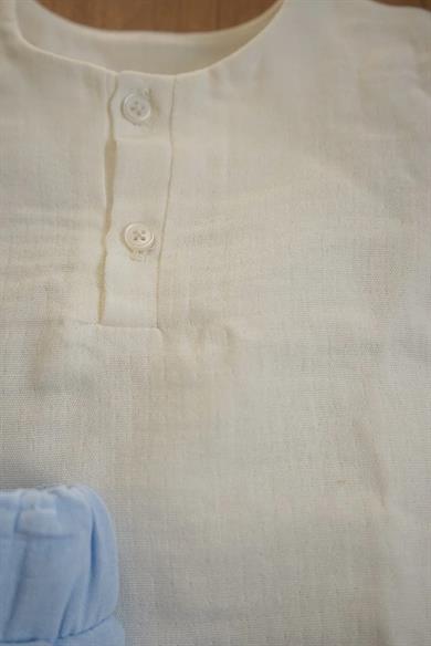 Erkek Bebek Kısa Kollu Müslin İkili Takım