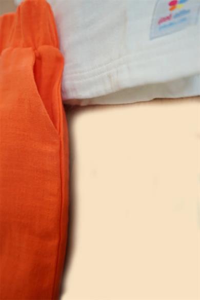 Erkek Bebek Kısa Kollu Turuncu Müslin Takım
