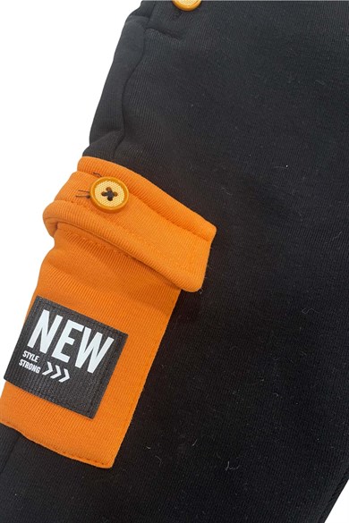 Erkek Bebek Salopetli Cep Detaylı Uzun Kollu Pamuklu İkili Takım