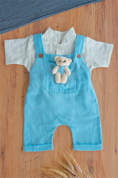 Erkek Bebek Şortlu Kısa Kollu Salopet Takım