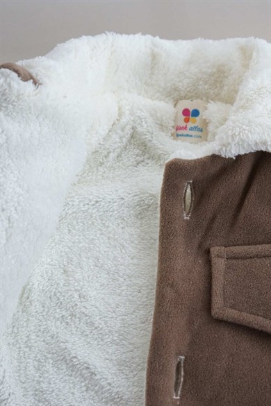 Erkek Çocuk Kahverengi Peluş Doğal Mont  