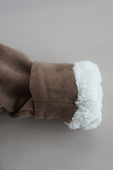 Erkek Çocuk Kahverengi Peluş Doğal Mont  