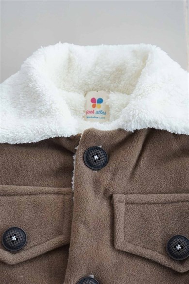 Erkek Çocuk Kahverengi Peluş Doğal Mont  