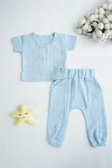 Erkek Kız Bebek Müslin Kısa Kollu Takım