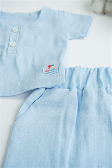 Erkek Kız Bebek Müslin Kısa Kollu Takım