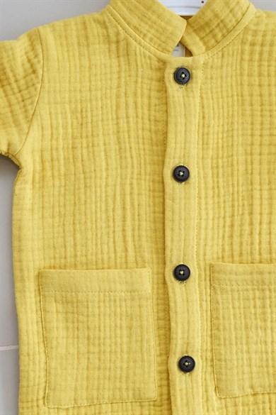 Erkek & Kız Bebek Safran Rengi Müslin Tulum