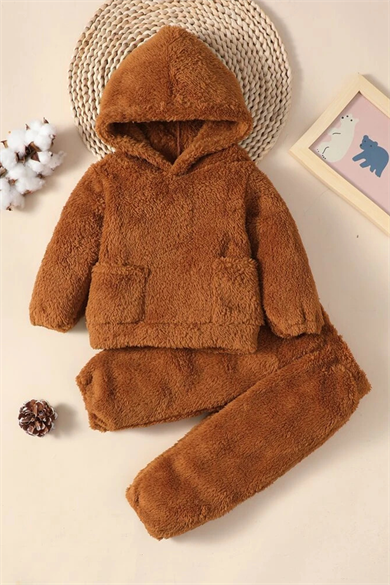 Erkek Kız Bebek ve Çocuk Peluş Cepli İkili Takım