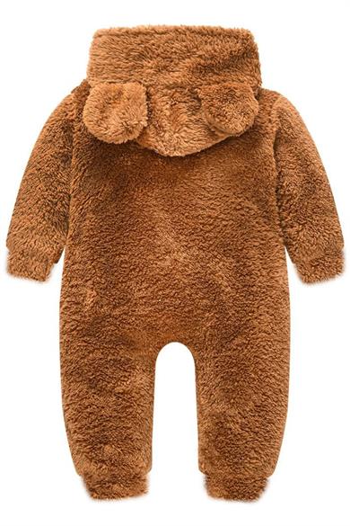 Erkek Kız Bebek ve Çocuk Peluş Kumaş Fermuarlı Tulum