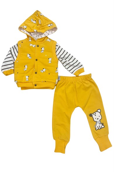 Erkek Sarı Hırkalı Bebek Takımı
