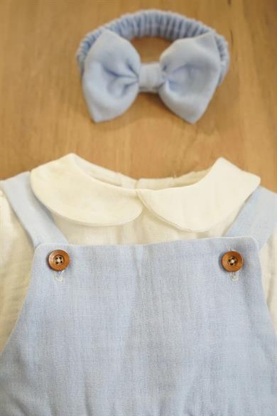 Kız Bebek Bandanalı Müslin Çocuk Elbisesi