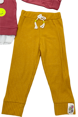 Kız Bebek Fırfırlı Uzun Kollu Pamuklu Yıldız Desenli İkili Takım