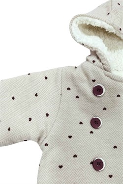 Kız Bebek Kapüşonlu Uzun Kollu Kalın Fiyonklu Üçlü Takım