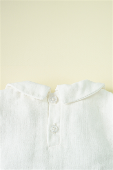 Kız Bebek Kısa Kollu Bebe Yaka Fırfırlı Müslin Gömlek