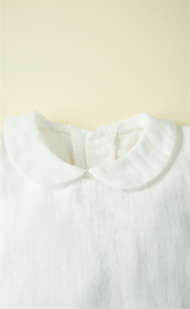 Kız Bebek Kısa Kollu Bebe Yaka Fırfırlı Müslin Gömlek