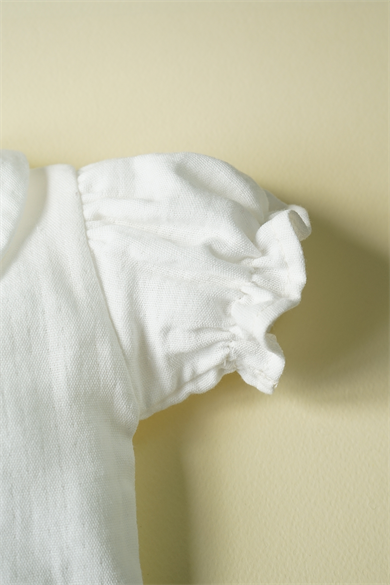 Kız Bebek Kısa Kollu Bebe Yaka Fırfırlı Müslin Gömlek