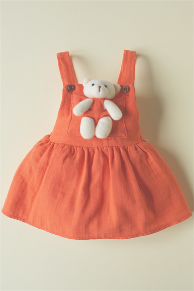 Kız Bebek Oyuncak Ayıcıklı Müslin Salopet