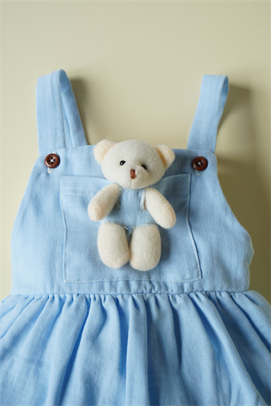 Kız Bebek Oyuncak Ayıcıklı Müslin Salopet