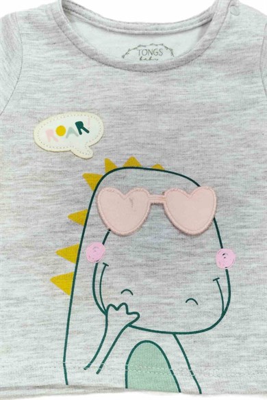 Kız Bebek Puantiyeli Pamuklu Uzun Kollu İkili Takım