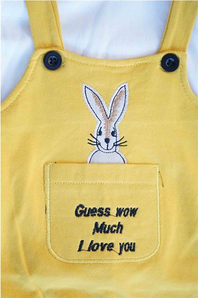 Kız Bebek Sarı Salopetli Uzun Kollu Çıtçıtlı İkili Takım