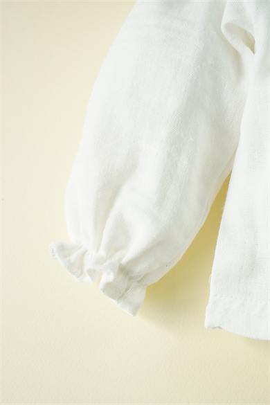 Kız Bebek Uzun Kollu Müslin Fırfırlı Çocuk Gömleği