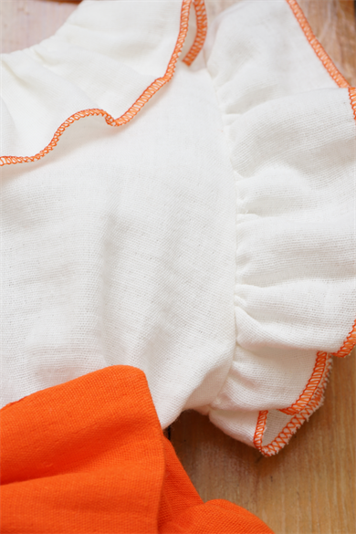 Kız Bebek Ve Çocuk Bandanalı Fiyonklu Müslin Elbise