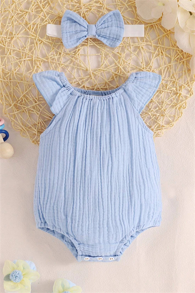 Kız Bebek Ve Çocuk Bandanalı Müslin Tulum