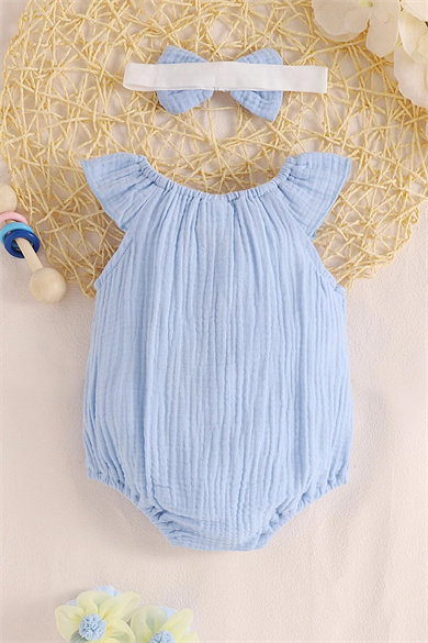 Kız Bebek Ve Çocuk Bandanalı Müslin Tulum