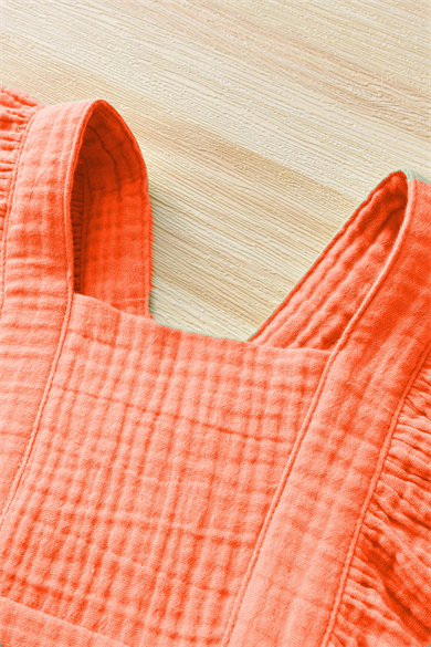 Kız Bebek Ve Çocuk Fırfırlı Kolsuz Müslin Elbise