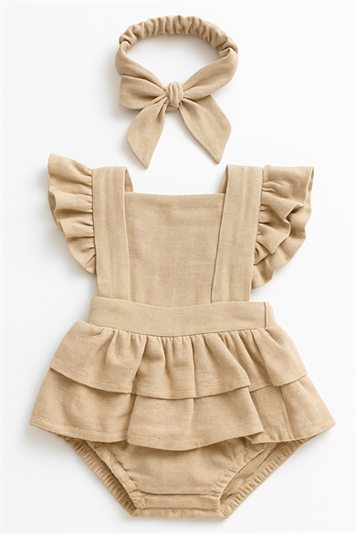 Kız Bebek Ve Çocuk Fiyonklu Zıbınlı Müslin Elbise