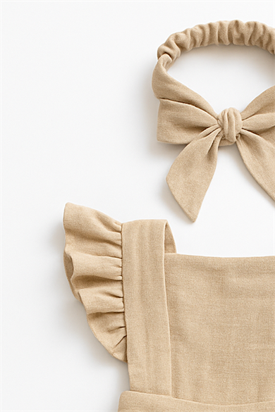 Kız Bebek Ve Çocuk Fiyonklu Zıbınlı Müslin Elbise