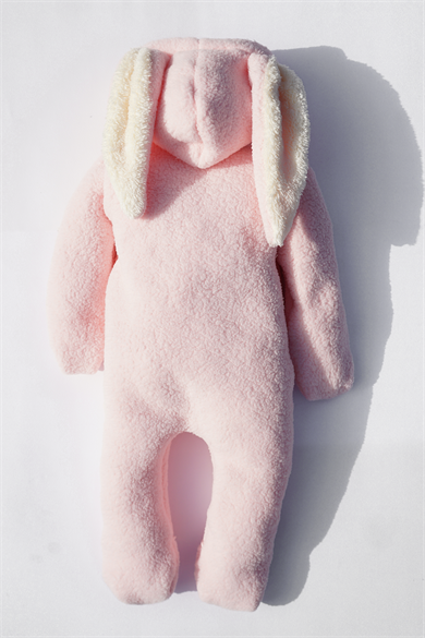 Kız Bebek Ve Çocuk Peluş Pembe Patikli Tavşan Tulum
