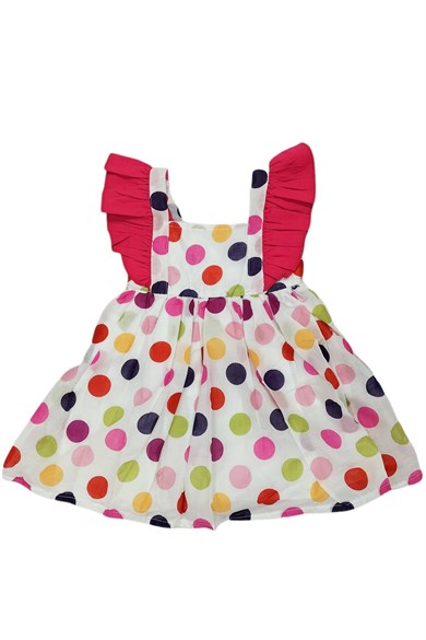 Kız Çocuk Puantiyeli Fırfırlı Elbise 