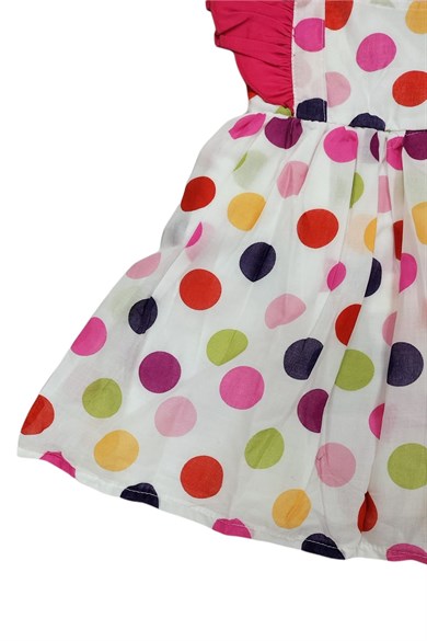 Kız Çocuk Puantiyeli Fırfırlı Elbise 