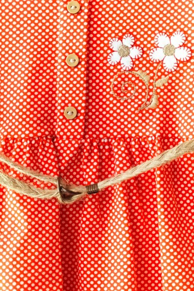 Kız Çocuk Puantiyeli Kemerli Elbise 