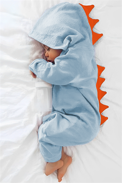 Kız Erkek Bebek Dinozor Tasarımlı Müslin Tulum