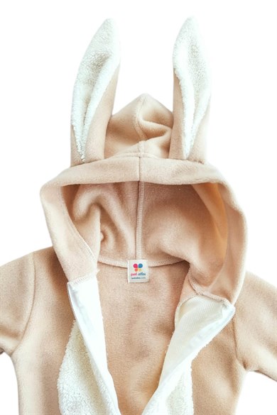 Kız & Erkek Bebek Ponpon Kuyruklu Kulaklı Tavşan Tasarımlı Tulum