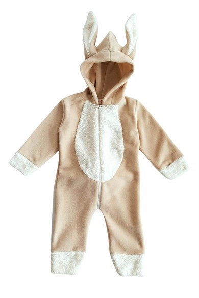 Kız & Erkek Bebek Ponpon Kuyruklu Kulaklı Tavşan Tasarımlı Tulum
