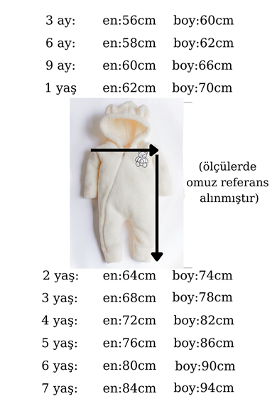 Kız Erkek Bebek Ve Çocuk Ayıcık Nakışlı Peluş Tulum