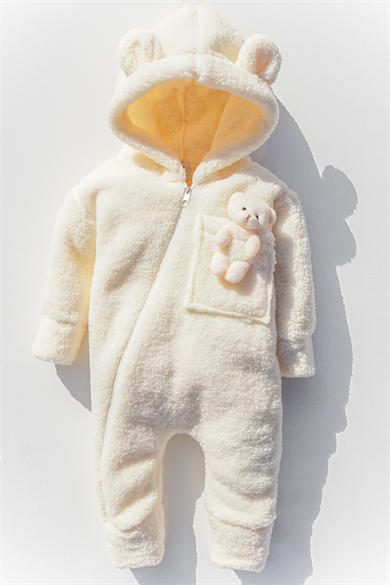 Kız Erkek Bebek Ve Çocuk Kapüşonlu Ayıcıklı Peluş Tulum