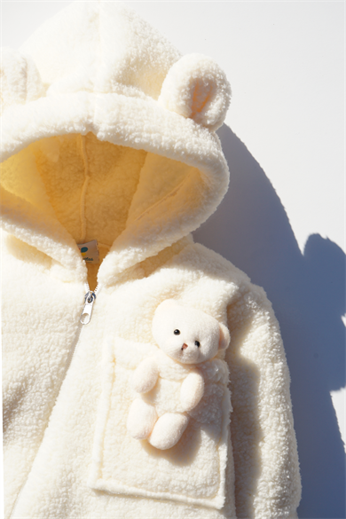 Kız Erkek Bebek Ve Çocuk Kapüşonlu Ayıcıklı Peluş Tulum