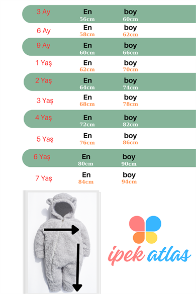 Kız Erkek Bebek Ve Çocuk Kapüşonlu Gri Peluş Tulum