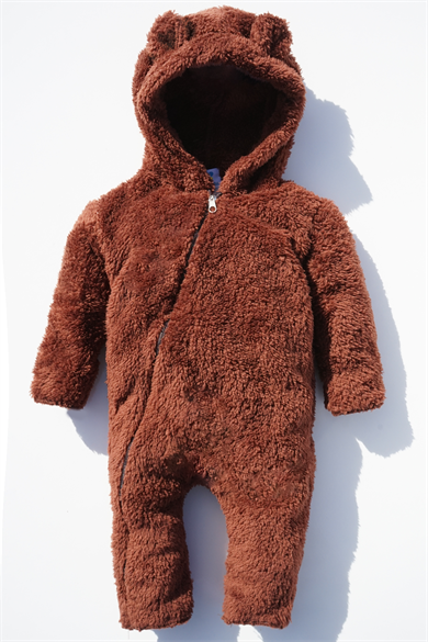 Kız Erkek Bebek Ve Çocuk Kapüşonlu Kışlık Peluş Ayı Tulum