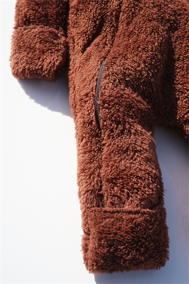 Kız Erkek Bebek Ve Çocuk Kapüşonlu Kışlık Peluş Ayı Tulum