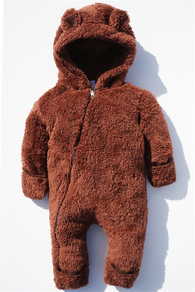 Kız Erkek Bebek Ve Çocuk Kapüşonlu Kışlık Peluş Ayı Tulum