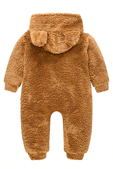 Kız Erkek Bebek Ve Çocuk Kapüşonlu Peluş Ayıcık Tulum