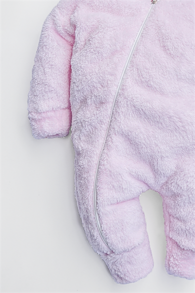 Kız Erkek Bebek Ve Çocuk Kapüşonlu Peluş Pembe Tavşan Tulum