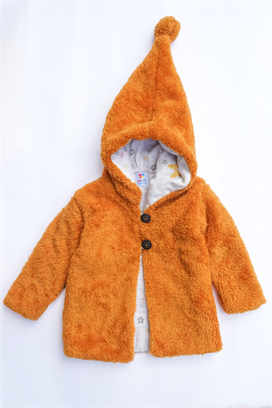 Kız Erkek Bebek Ve Çocuk Müslin Astarlı Ponponlu Kapüşonlu Mont